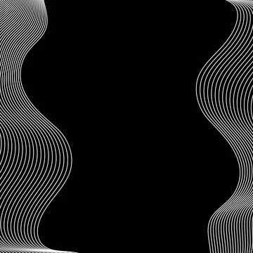 Abstract linear waves white on black optical illusion. Vector abstract Stock Illustration