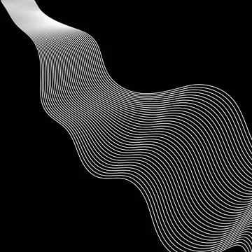 Abstract linear waves white on black optical illusion. Vector abstract Stock Illustration