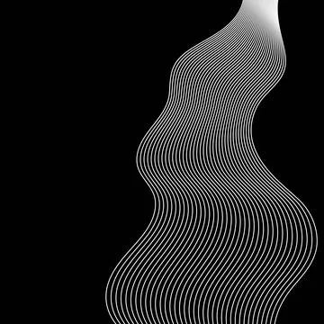 Abstract linear waves white on black optical illusion. Vector abstract Stock Illustration