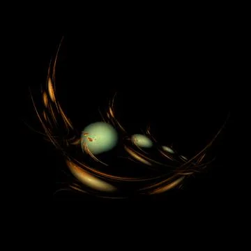 Abstract linear yellow with green graphic element on black background, design Stock Illustration