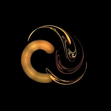 Abstract linear yellow-orange graphic element on black background, design ele Stock Illustration