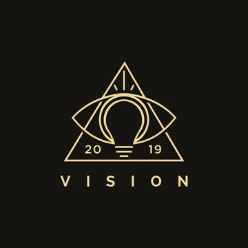 Abstract lineart creative Vision logo icon, eye and lightbulb logo Stock Illustration