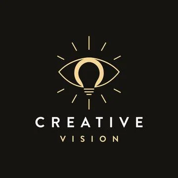 Abstract lineart creative Vision logo icon, eye and light bulb logo icon Stock Illustration