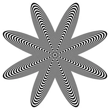 Abstract lined shape with distortion effect isolated on white. Illustrazione stock