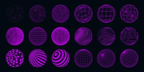 Abstract lines. 3D figure grid. Dot globe shapes. Explosion space sphere. Round Stock Illustration