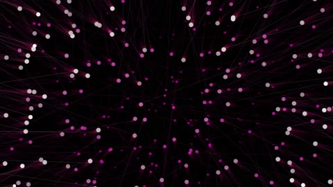 Abstract lines and circles move in space. Concept of speed and connection. Stock Footage 202150225