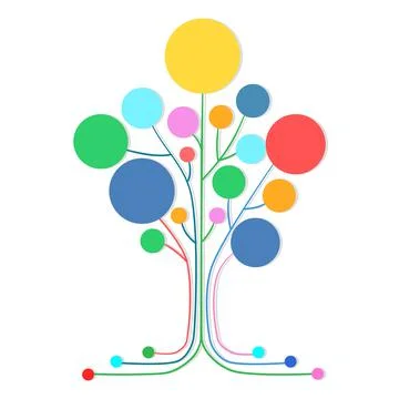 Abstract lines and colored circles. Tree growth concept. for network and web  Stock Illustration