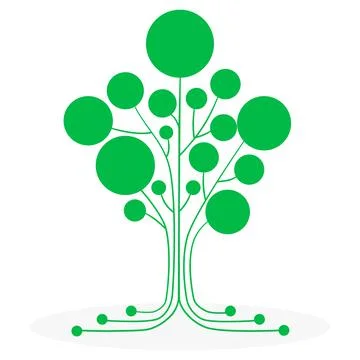Abstract lines and colored circles. Tree growth concept. for network and web  Stock Illustration