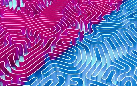 Abstract lines and curve lines, 3d rendering. Stock Illustration