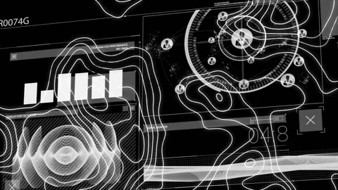 Abstract lines and data processing animation over digital interface elements Stock Footage 304486205