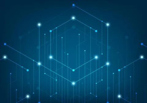 Abstract lines and dots connect background. Technology connection digital dat Stock Illustration