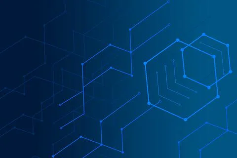 Abstract lines and dots connect the background. Digital data connectivity techno Stock Illustration