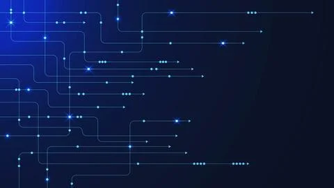 Abstract lines and dots connect simple futuristic technology background. 스톡 일러스트