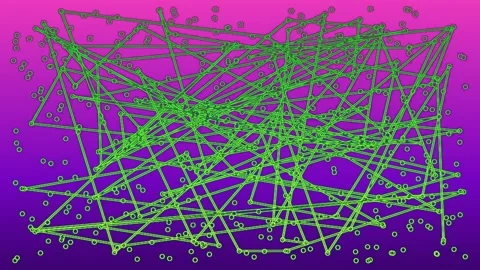 Abstract Lines And Dots Connection Sequential Line Connections in a Dot Scatter Stock Footage 305412382