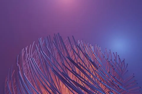 Abstract lines Cables Futuristic Network communication technology, 3d renderi Stock Illustration