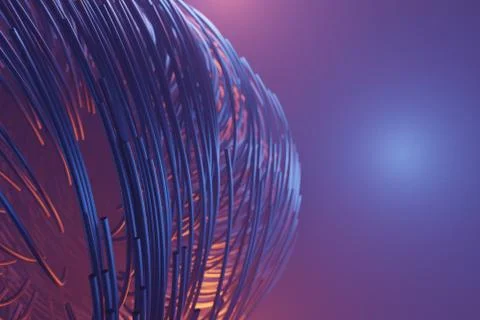 Abstract lines Cables Futuristic Network communication technology, 3d renderi Stock Illustration