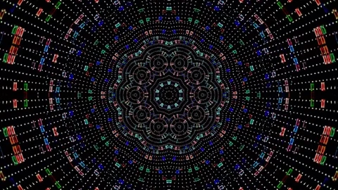 Abstract lines colorful dots light shining round shape in center Stock-Footage 262144292