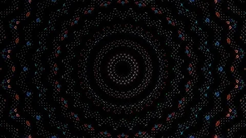 Abstract lines colorful dots light shining round shape in center Video stock 262245643