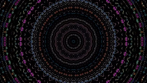 Abstract lines colorful dots light shining round shape in center Stock Footage 262326257