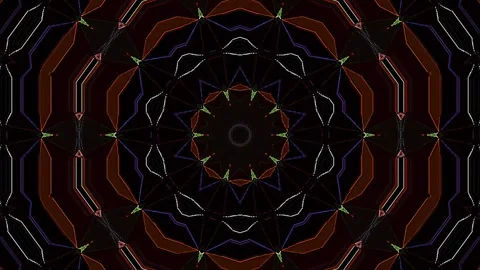 Abstract lines colorful light shining round shape in center, black background 스톡 동영상 304451083