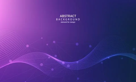 Abstract lines connection on purple gradient background. Wave element for d.. イラスト素材