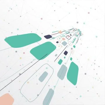 Abstract lines connection technology colorful with geometric perspective, Vec Stock Illustration
