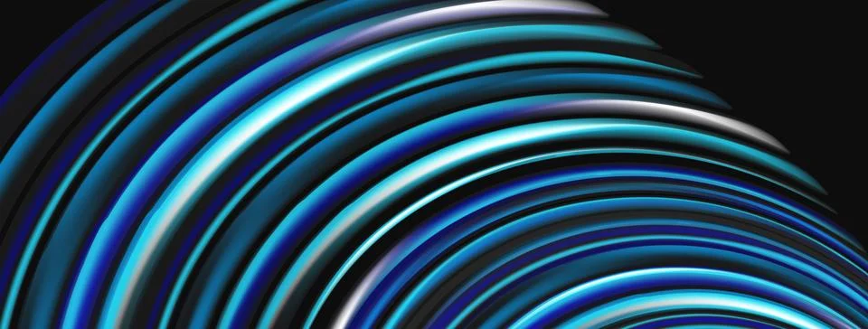 Abstract lines create circular pattern. Blue, white hues dominate dark 스톡 일러스트