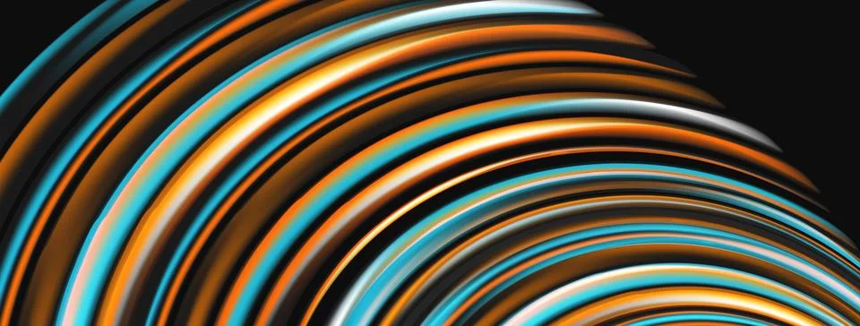 Abstract lines create circular pattern. Orange, blue, silver hues dominate da 스톡 일러스트