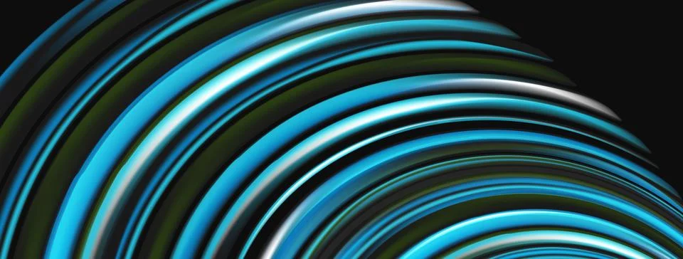 Abstract lines create circular pattern. Blue, silver, black hues dominate Stockillustratie