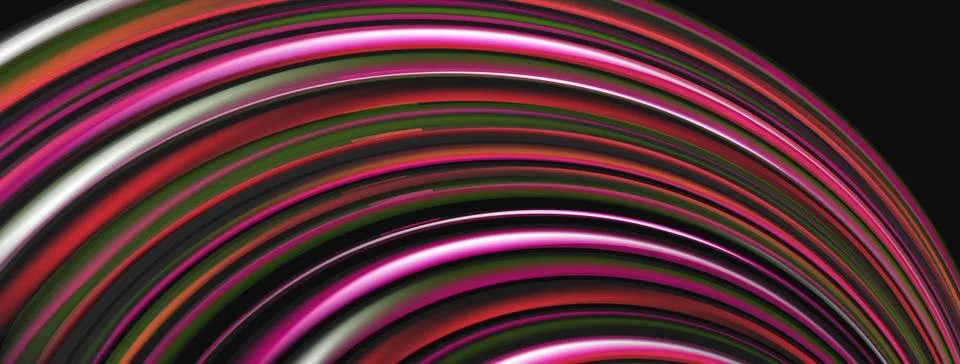 Abstract lines create curved pattern. Vivid colors blend, forming dynamic v.. Illustrazione stock