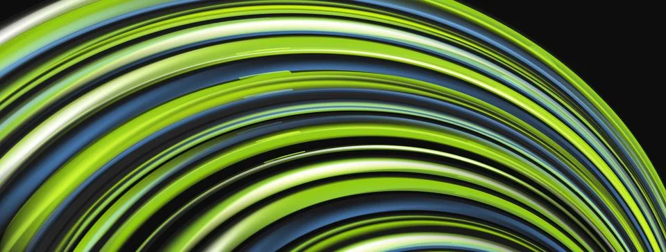 Abstract lines create curved pattern. Green, white, black hues dominate イラスト素材