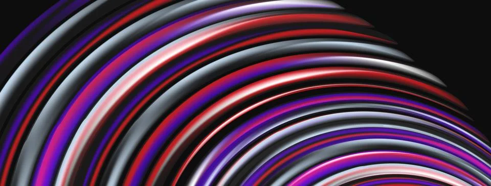Abstract lines create curved shape. Colors include red, purple, silver, black Stockillustratie