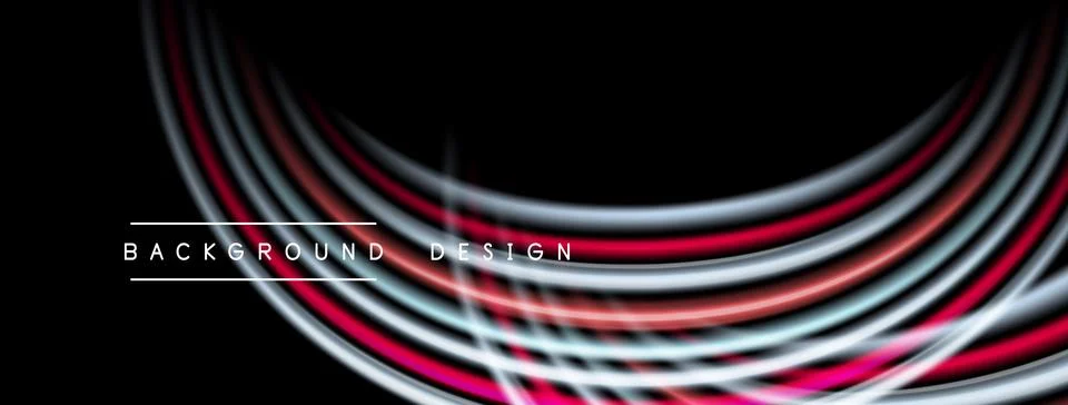 Abstract lines create dynamic background. Colors include white, red, blue. Illustrazione stock
