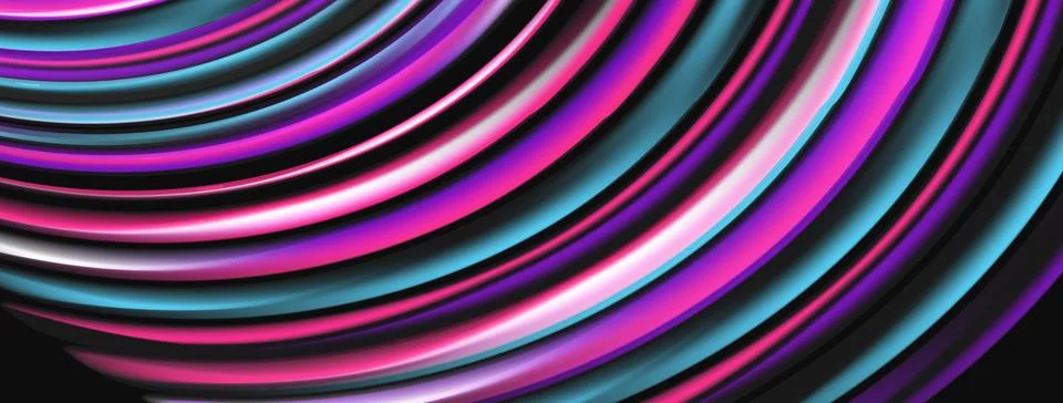 Abstract lines create dynamic, colorful pattern. Pink, blue hues dominate dar Stock Illustration