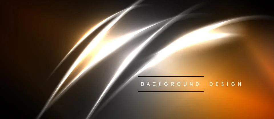 Abstract lines create dynamic flow. Warm colors blend into dark background. Stock Illustration