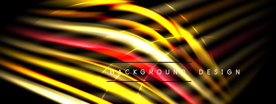 Abstract lines create dynamic, glowing effect. Yellow, red, gold hues dominat Stock Illustration