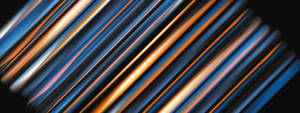Abstract lines create dynamic visual effect. Blue, orange, gray hues dominate Stockillustratie
