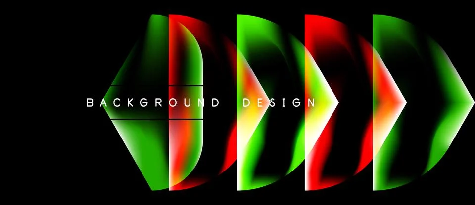 Abstract lines create dynamic visual effect. Green, red, yellow gradients ove Stock Illustration