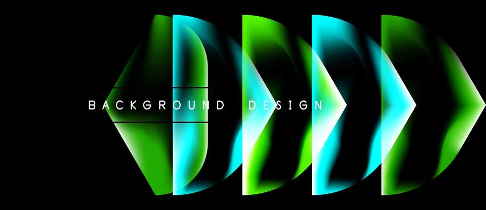 Abstract lines create dynamic visual effect. Bright green, blue gradients Stock Illustration