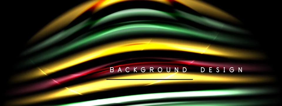 Abstract lines create dynamic wave pattern. Bright colors contrast dark Stock Illustration