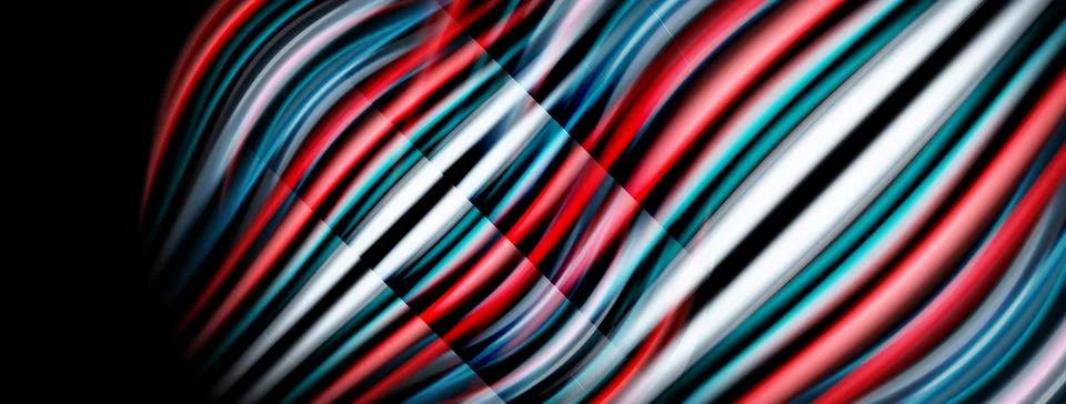 Abstract lines create dynamic wave pattern. Red, white, blue hues dominate イラスト素材