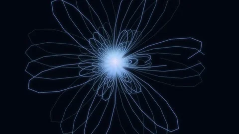 Abstract lines create a glowing structure with a central light source Stock Footage 337301300