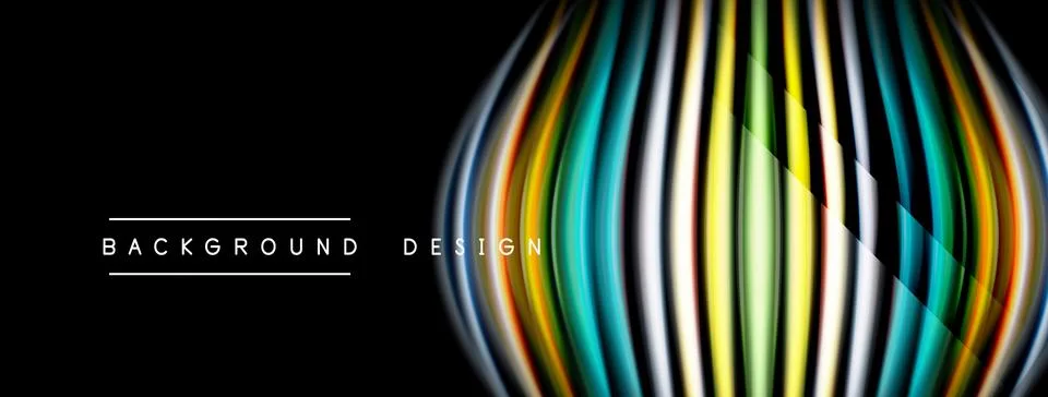 Abstract lines create vibrant, curved design. Dark background emphasizes Stockillustratie