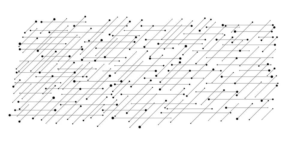 Abstract lines with different dots, node point, digital, technology background Stock Illustration