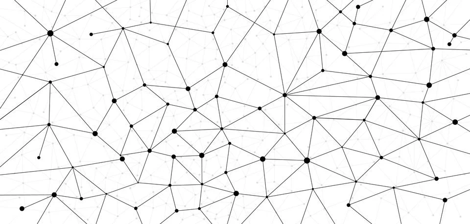 Abstract lines with different dots, node point, digital, technology background Stock Illustration