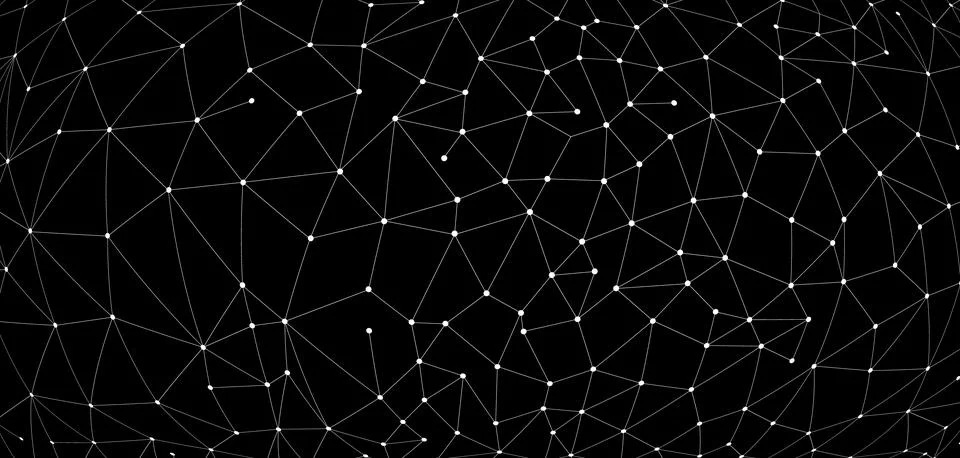 Abstract lines with different dots, node point, digital, technology background Stock Illustration