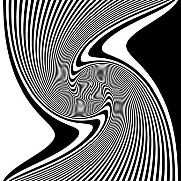 Abstract lines with distortion, deformation effect. Asymmetric monochrome pat Stock Illustration