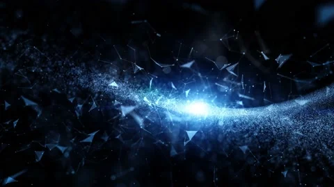 Abstract lines dots and shiny triangles on dark background Stock Footage 229010254