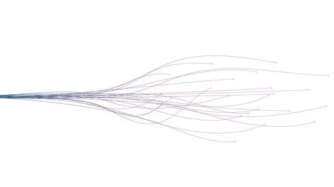 Abstract lines with dots on white background. Connecting big data fiber opt.. Illustrazione stock