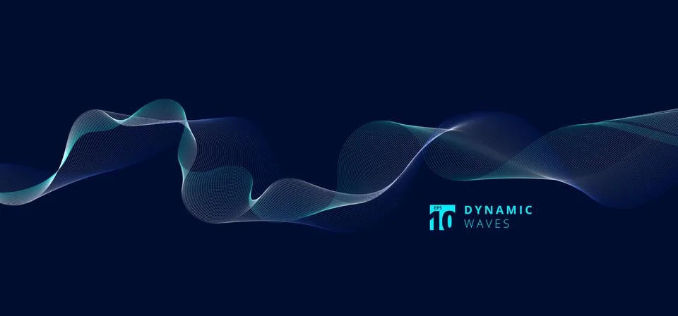 Abstract lines dynamic waves pattern on blue background. Stock Illustration